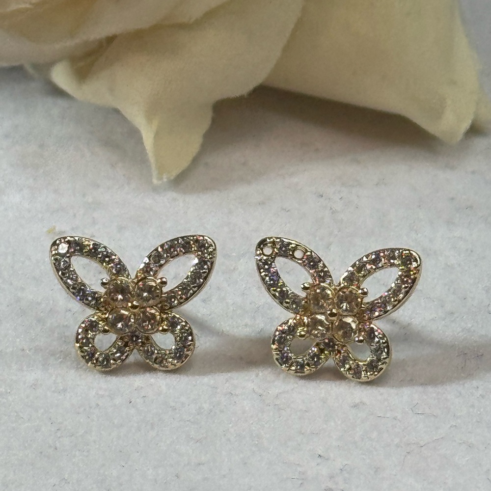 Crystal Butterfly Post Earrings Made With Swarovski Crystals .5inch